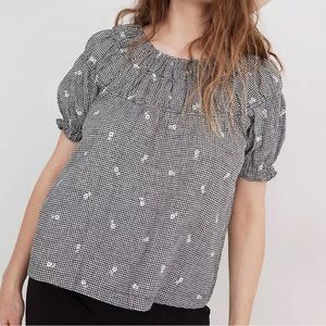 Madewell Daisy Embroidered Gingham Top
